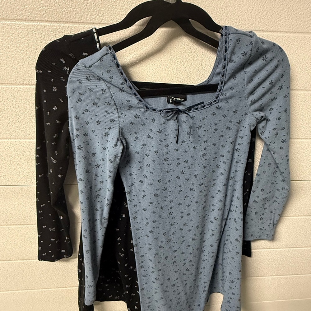 Art Class Blue and Black Floral Kids Dresses